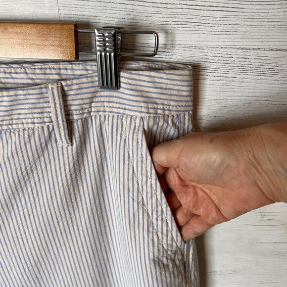 Talbots Pants Womens SZ 8 Relaxed Chino Blue & Beige Pinstripes Coastal Grandma - Picture 10 of 15